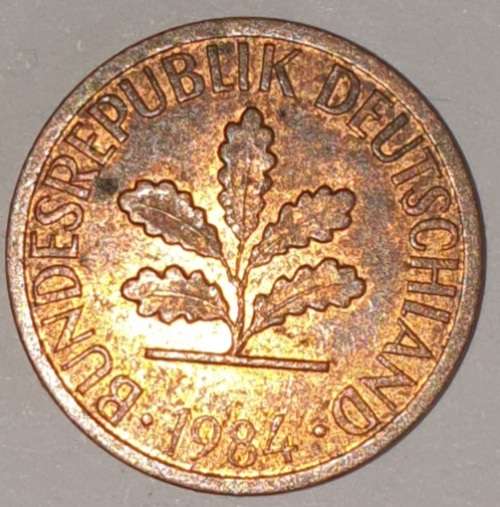 1984 D - 1 PFENNIG - ONE PFENNIG - GERMANY - FEDERAL REPUBLIC - (Copper Plated Steel)
